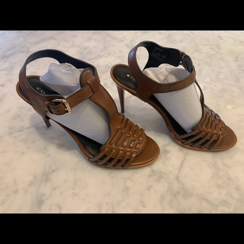 Coach Izzy Mat Calf Stiletto Heel. Cinnamon. Size 9.5 Like New in Original Box